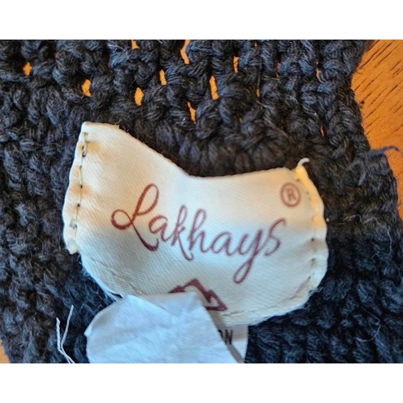 Lakhays Black Crochet Beach Bikini Bralette Crop Top One Size Boho Hippie 70's - Picture 2 of 4